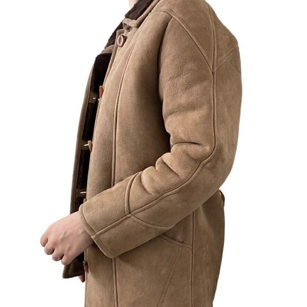 Vintage Womens Brown Shearling Western Bohemian Winter Jacket Made in Ireland - Picture 6 of 8